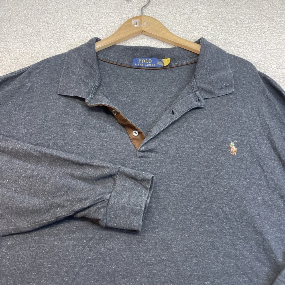 Polo Ralph Lauren Polo Mens 4XB Gray Long Sleeve Jersey Classic Pony Logo Shirt